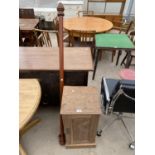 AN EDWARDIAN POT CUPBOARD AND CURTAIN POLE