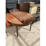 A 19TH CENTURY MAHOGANY D-END DINING TABLE, 41" DIAMETER, WITH EXTRA LEAF, 19", ON TAPERED LEGS WITH