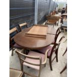 A REGENCY STYLE EXTENDING TABLE AND SIX CHAIRS