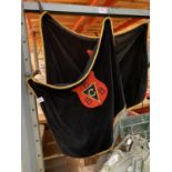 A PAIR OF BATTALION MESS HALL EMBLEM AND COLOURS 24" X 18"