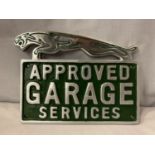 A JAGUAR APPROVED GARAGE SERVICES SIGN 23CM X 18CM