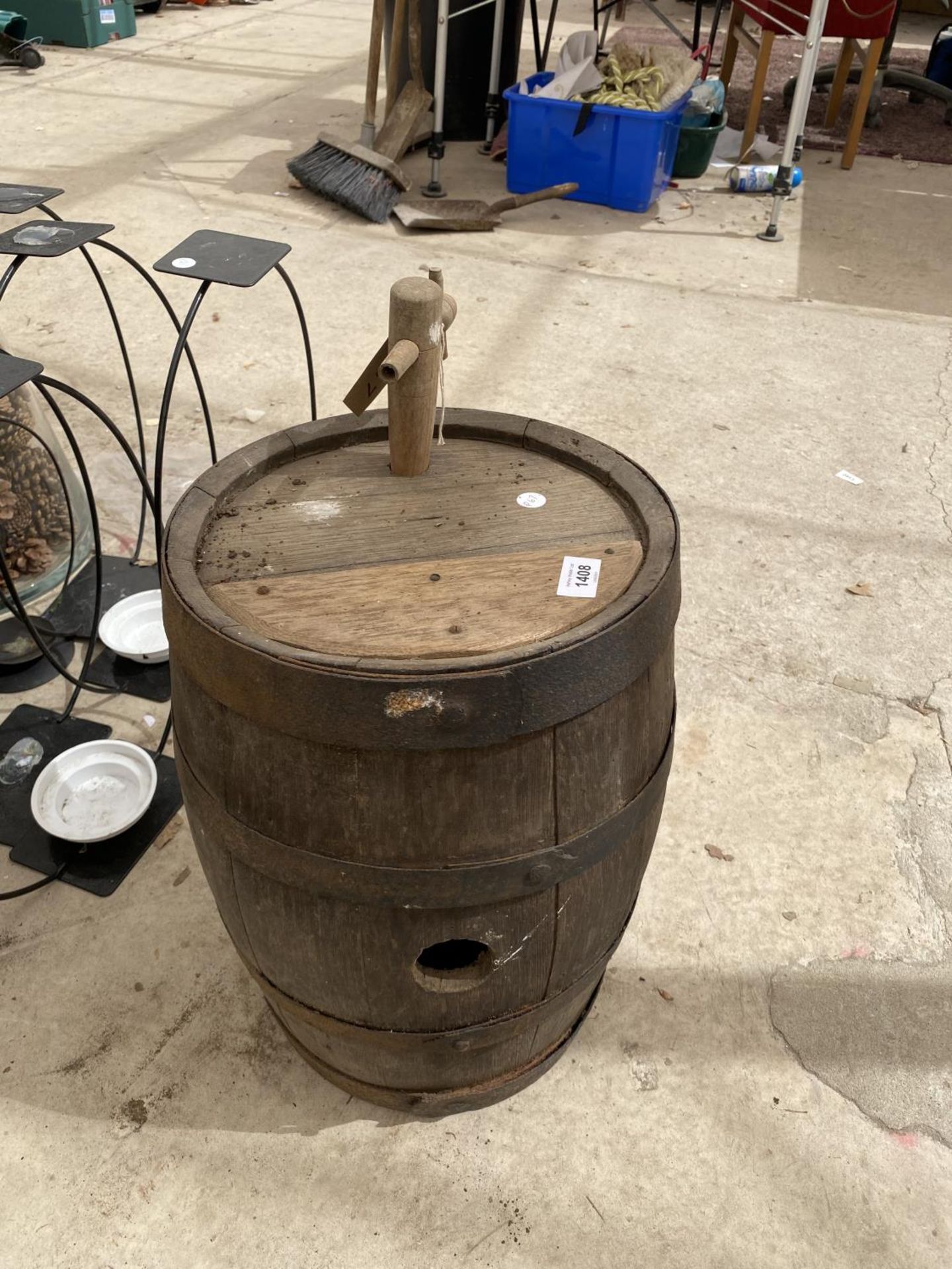 WOODEN BARREL WITH WOODEN TAP - Image 2 of 2