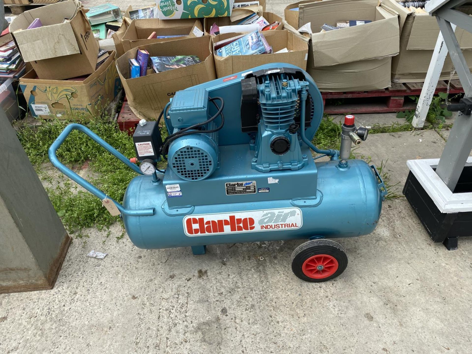 A CLARKE AIR INDUSTRIAL COMPRESSOR BELIEVED WORKING ORDER BUT NO WARRANTY - Image 2 of 8