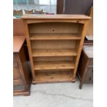 A PINE FOUR TIER BOOKCASE - 34" WIDE