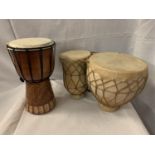 TWO TRIBAL BONGOS