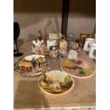 A LARGE MIXED COLLECTION OF VARIOUS CERAMICS TO INCLUDE COLLECTORS PLATES, DECORATIVE TEA POTS,