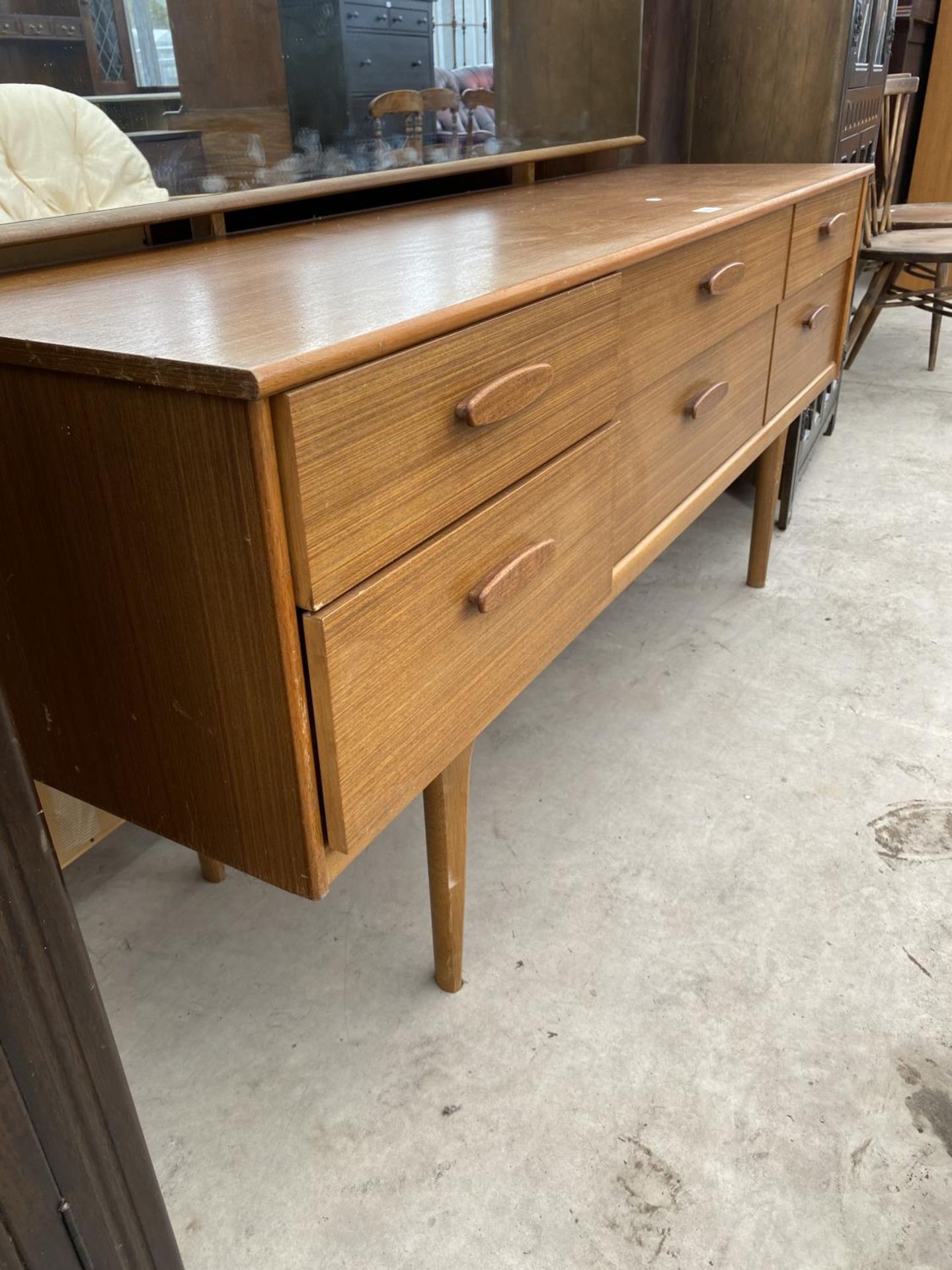 A RETRO TEAK AUSTINSUITE DRESSING TABLE WITH SIX DRAWERS, 61" WIDE - Image 5 of 5