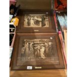 TWO OAK FRAMED ETCHINGS (PRINTS) OF 'DANTE'S DREAM' BY ROSSETTI AND 'DANTE AND BEATRICE' BY HENRY