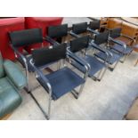 A SET OF EIGHT TUBULAR CHROME CANTILEVER CHAIRS