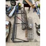 AN ASSORTMENT OF ITEMS TO INCLUDE HAYRACKS, AND A RODENT TRAP ETC
