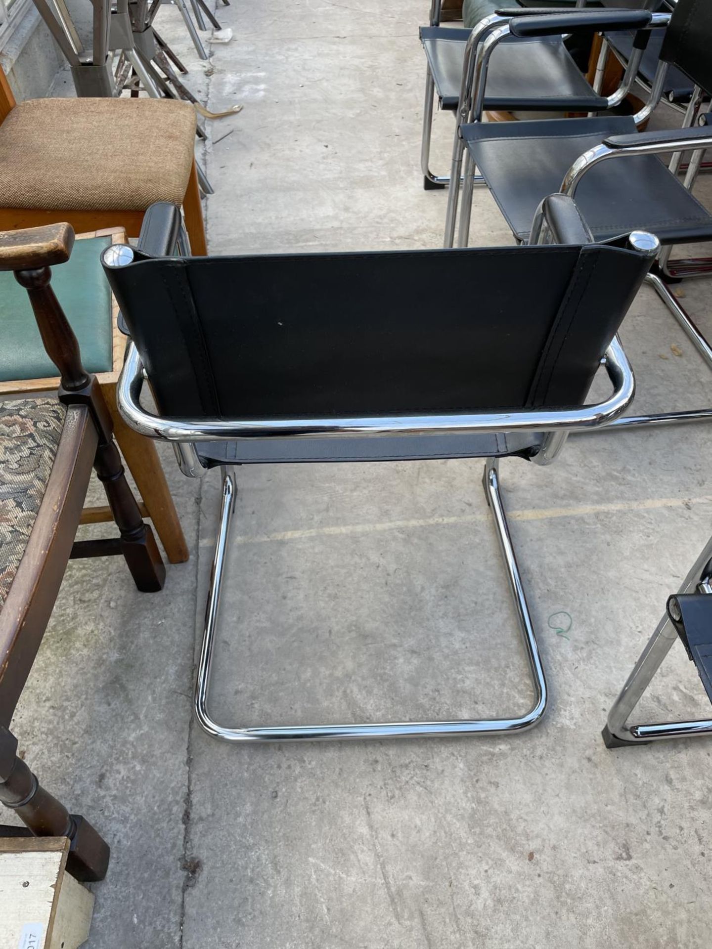 A SET OF EIGHT TUBULAR CHROME CANTILEVER CHAIRS - Image 7 of 7