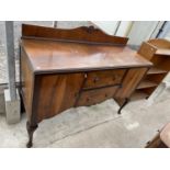 AN EDWARDIAN WALNUT SIDEBOARD ON CABRIOLE LEGS, 54" WIDE