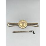 TWO 9 CARAT GOLD GOLFING RELATED TIE PINS GROSS WEIGHT 12.3 GRAMS