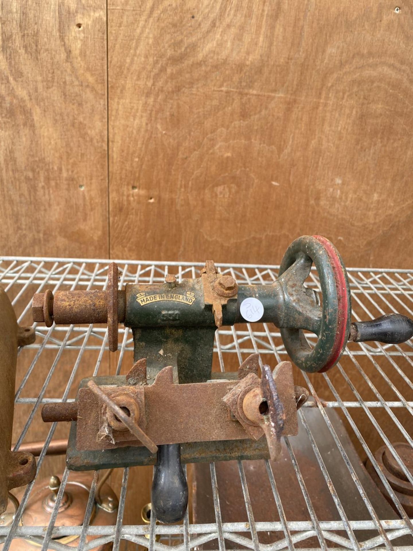 A VINTAGE LATHE HANDLE AND PULLEY SYSTEM - Image 3 of 3