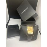 AN EMPORIO ARMANI WRIST WATCH WITH PRESENTATION BOX IN WORKING ORDER