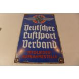 AN ENAMEL DEUTSCHER LUFTSPORT SIGN 30CM X 20CM