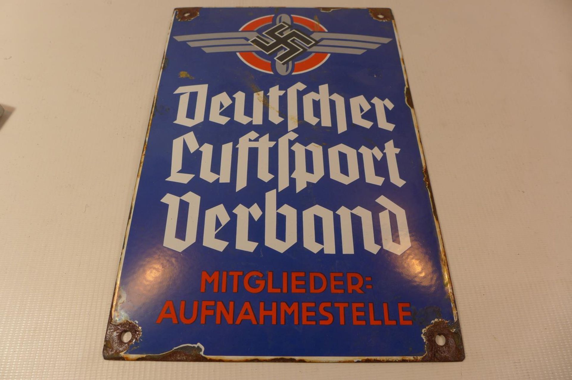 AN ENAMEL DEUTSCHER LUFTSPORT SIGN 30CM X 20CM