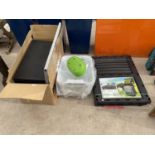 AN ASSORTMENT OF ITEMS TO INCLUDE A GARDEN COMPOSTER, PET CRATE AND STORAGE UNIT ETC