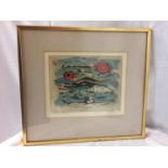 A FRAMED ABSTRACT BY DOLF RESER ARTISTS PROOF OF ORIGINAL, NOT PRINT ETCHING & LISTED ARTIST, HIS