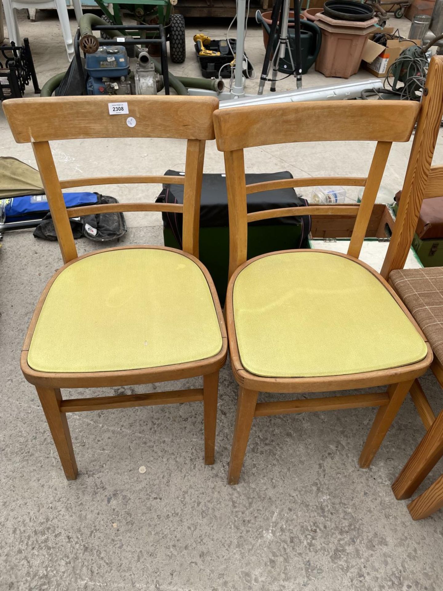 THREE MID 20TH CENTURY KITCHEN CHAIRS AND A STOOL - Image 4 of 4