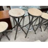 A PAIR OF POLISHED STEEL INDUSTRIAL STYLE STOOLS, 30" HIGH