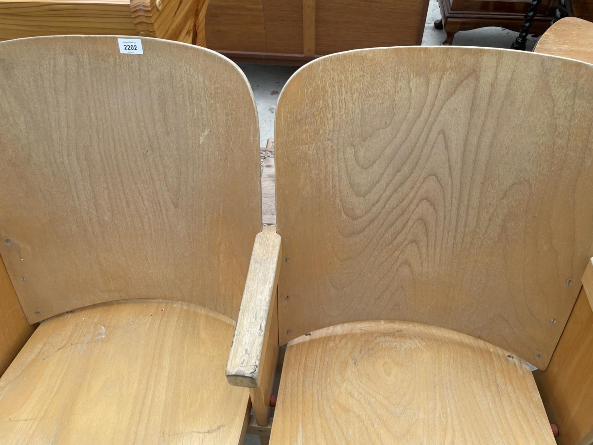 THREE BENTWOOD CINEMA/THEATRE SEATS, NOT NUMBERED - Image 3 of 5