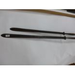 TWO KENYAN MAASAI SPEARS, LENGTH 166CM AND 169CM