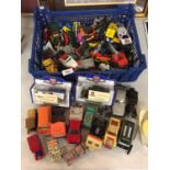 A LARGE COLLECTION OF MAINLY DIE CAST TOY CARS, LORRIES ETC.