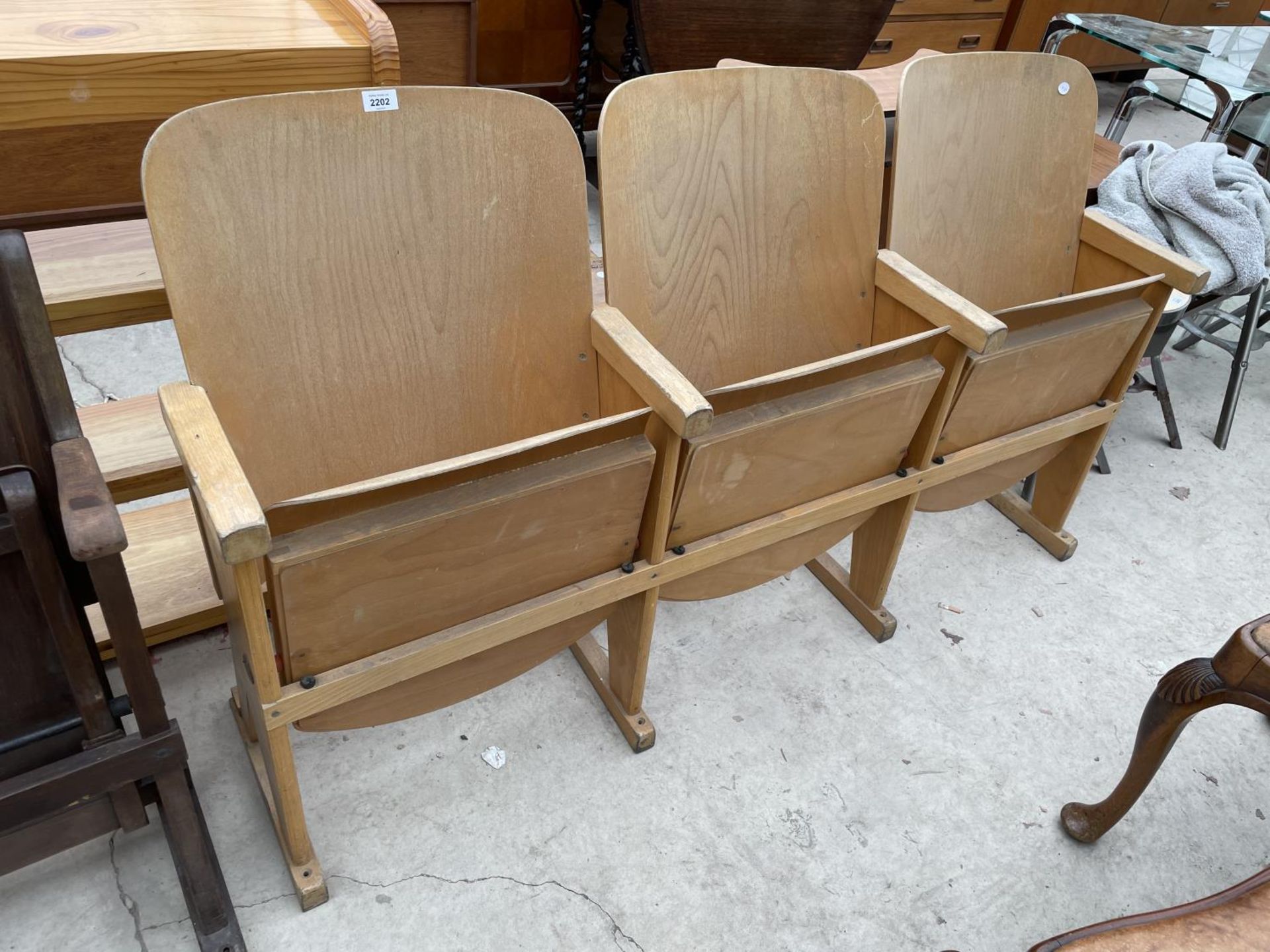 THREE BENTWOOD CINEMA/THEATRE SEATS, NOT NUMBERED