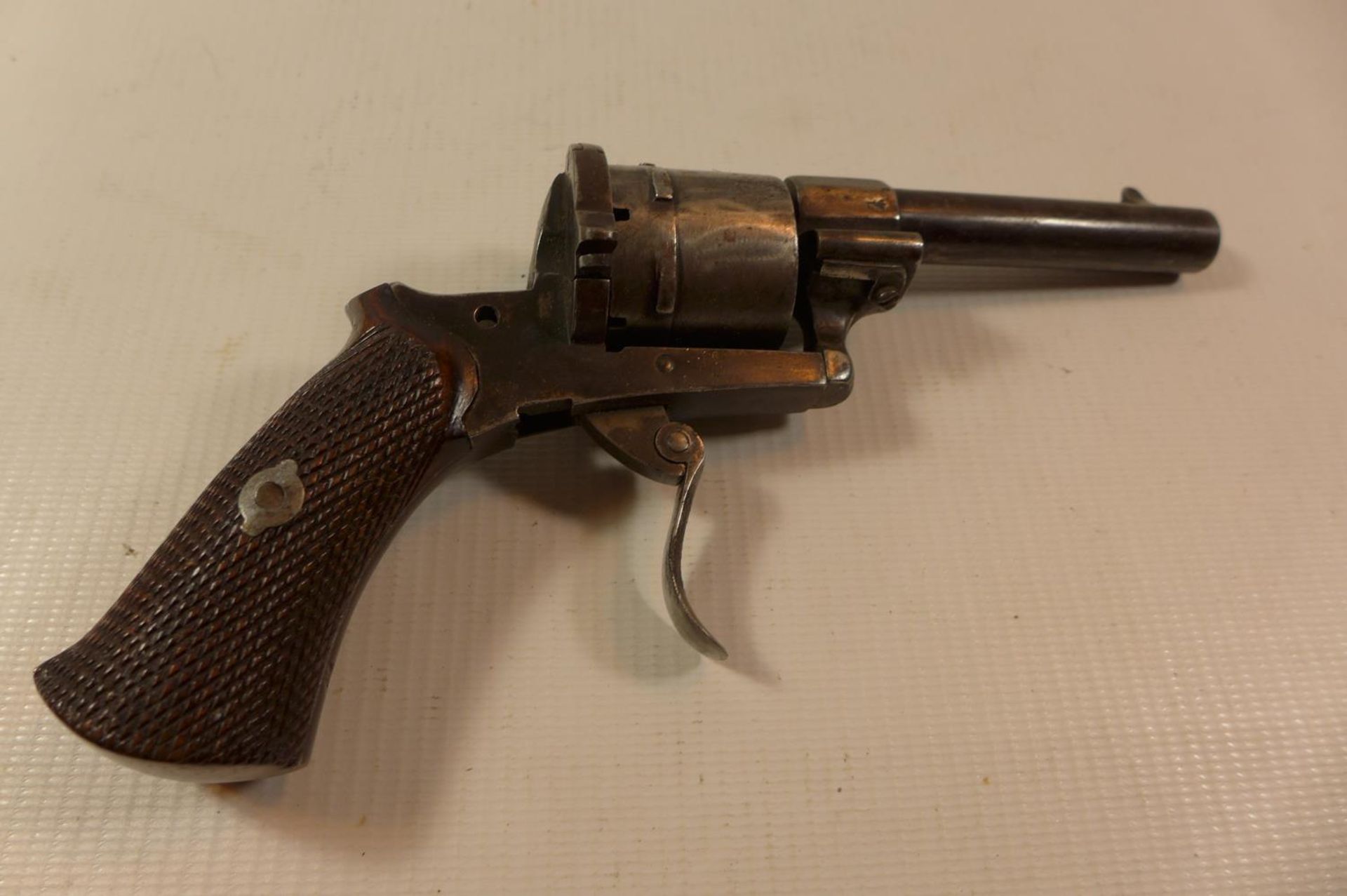 A SIX SHOT PIN FIRE REVOLVER WITH 8.5CM BARREL, A/F - Image 2 of 7