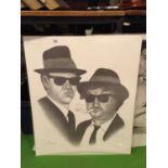 A BLACK AND WHITE SKETCH STYLE PICTURE OF THE BLUES BROTHERS