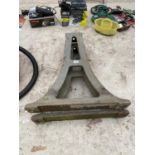 A PAIR OF HEAVY CAST IRON TABLE BASE LEGS