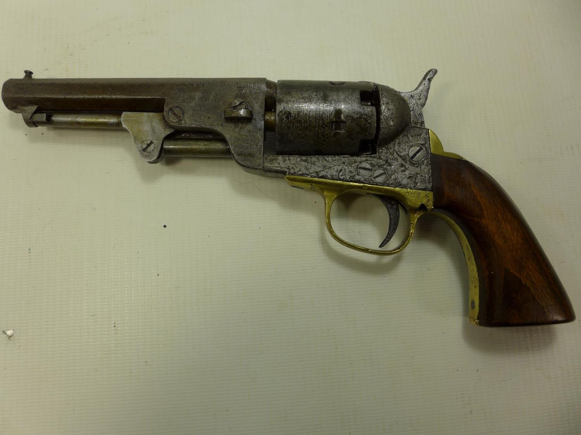 AN AMERICAN COLT EXTRA FIVE, SHOT .35 CALIBRE REVOLVER, 12CM BARREL