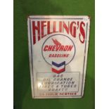 A VINTAGE STYLE TIN HELLINGS SIGN