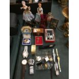 A SELECTION OF ITEMS TO INCLUDE A NUMBER OF WATCHES AND TWO WEDGWOOD FIGURINES