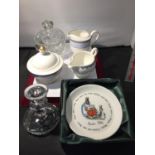 THREE VILLEROY AND BOSCH ITEMS TO INCLUDE A CASA LOOK JUG, A WEDGWOOD BEATRIX POTTER PLATE AND TWO