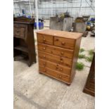 A MODERN PINE CHEST OF 2 SHORT AND 4 LONG DRAWERS 29" WIDE