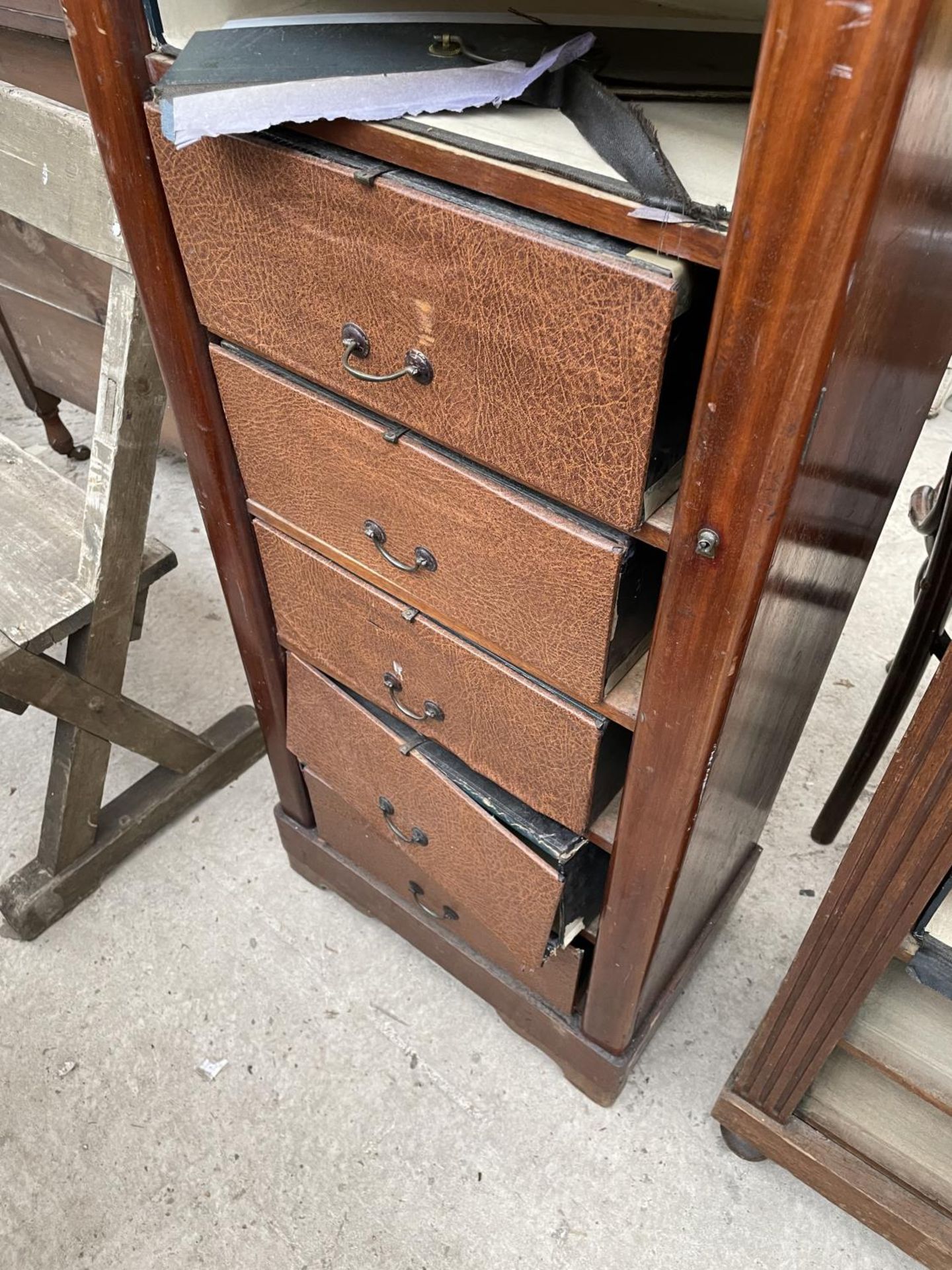 TWO WELLINGTON STYLE CHESTS WITH COMPRESSED FIBRE DRAWERS (TWO MISSING) - Image 3 of 5