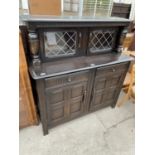 A REPRODUCTION COURT CUPBOARD, 48" WIDE