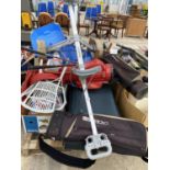 AN ASSORTMENT OF HOUSEHOLD CLEARANCE ITEMS TO INCLUDE GOLF BAGS AND BOARD GAMES ETC