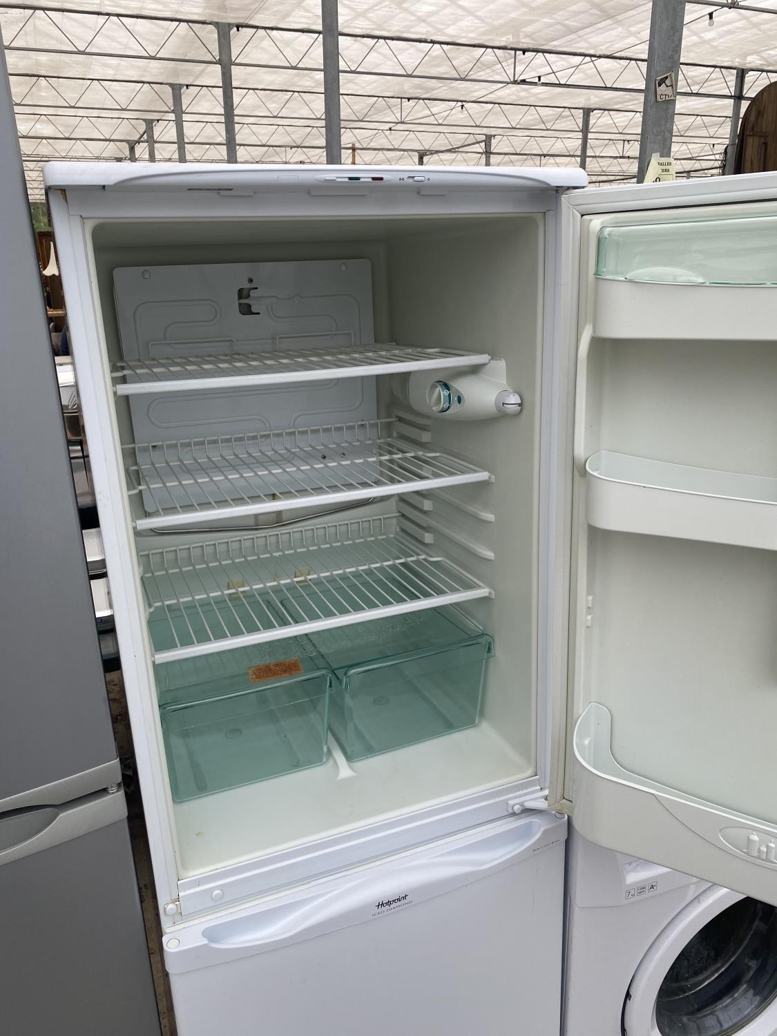 A WHITE HOTPOINT ICED DIAMOND UPRIGHT FRIDGE FREEZER BELIEVED IN WORKING ORDER BUT NO WARRANTY - Image 2 of 3