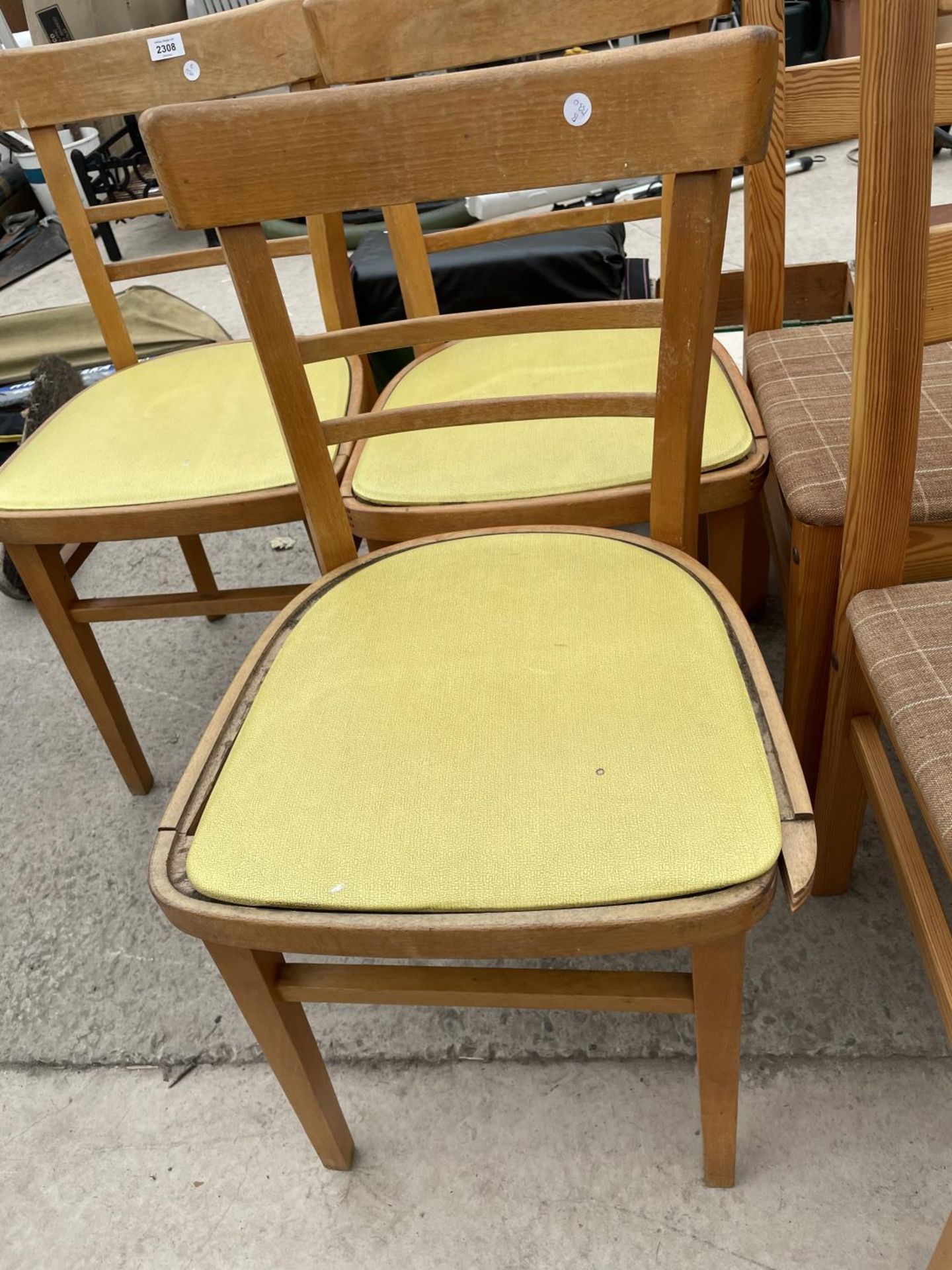 THREE MID 20TH CENTURY KITCHEN CHAIRS AND A STOOL - Image 3 of 4