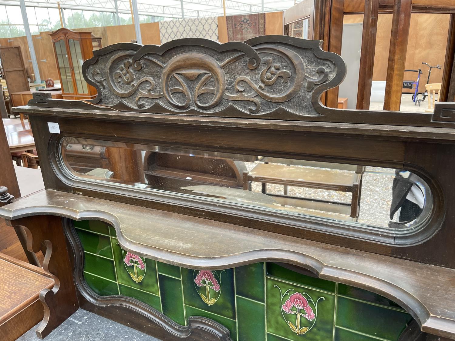 A VICTORIAN SATINWOOD MARBLE TOP WASHSTAND WITH TILED AND MIRRORED BACK, 42" WIDE - Image 2 of 6