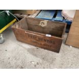 A VINTAGE WOODEN CRATE LABELED 'FRAY BENTOS CORNED BEEF'