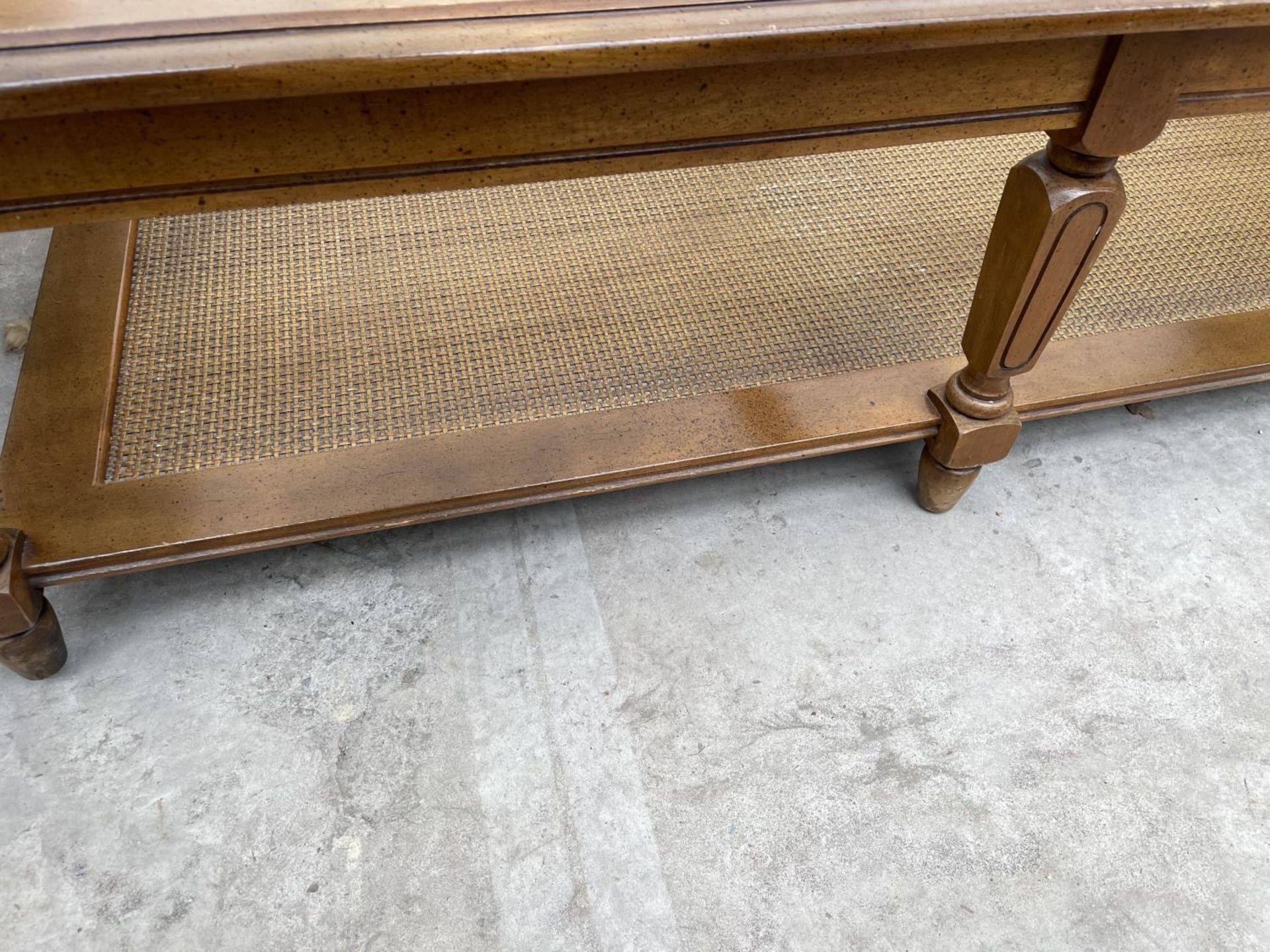 TWO GLASS TOPPED COFFEE TABLES, BOTH WITH CANE UNDERTIERS - Image 3 of 6