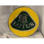 A LARGE CHROME LOTUS SIGN