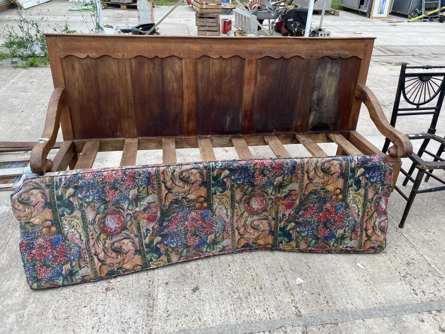 A VICTORIAN FIVE PANEL SETTLE 72 INCHES WIDE