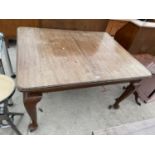 AN EDWARDIAN WIND-OUT DINING TABLE ON CABRIOLE LEGS, 52X41"