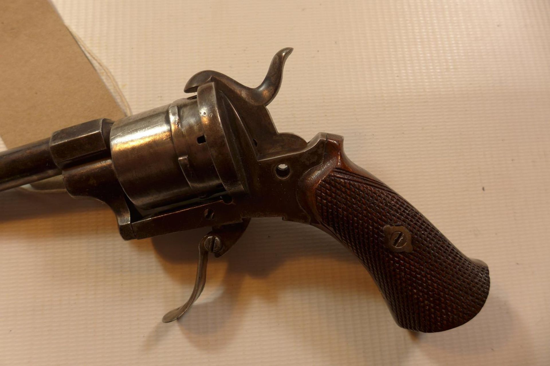 A SIX SHOT PIN FIRE REVOLVER WITH 8.5CM BARREL, A/F - Image 6 of 7