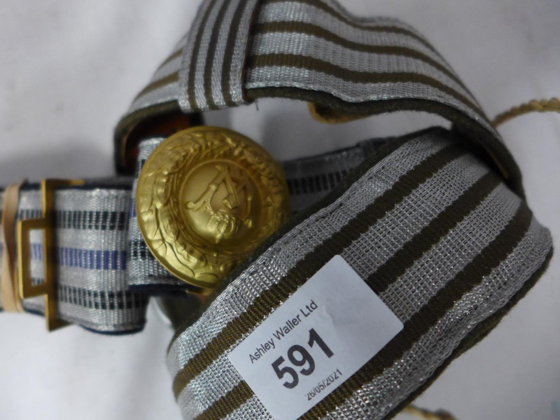 A GERMAN BELT AND BUCKLE AND A FURBTEN BELT, THE BUCKLE WITH KAISER WILHELM II CYPHER - Image 2 of 4